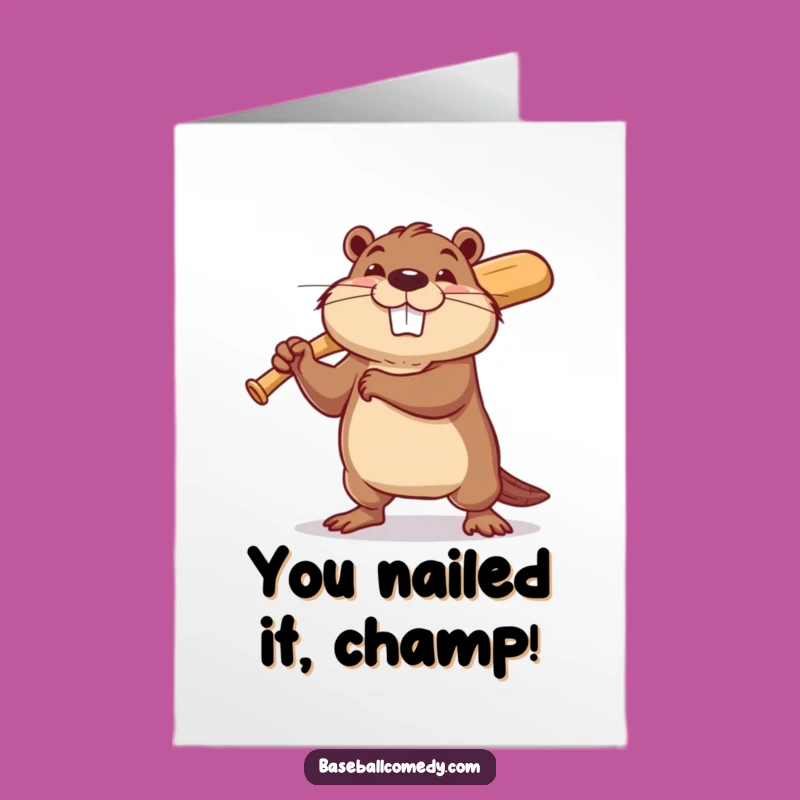 Free Printable Congratulations Card: Beaver Baseball Champ for Your Big Win