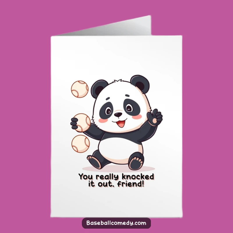 Free Printable Panda Juggling Baseballs Funny Congrats Card - Hilarious Downloadable Gift