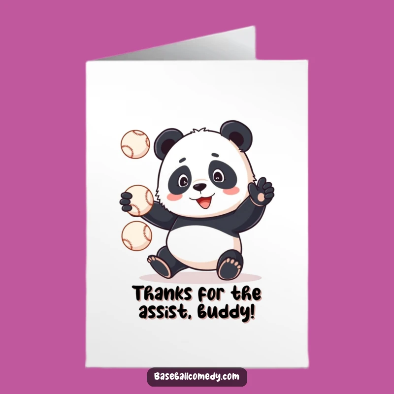 Free Printable Panda Juggling Baseballs Thank You Card - Hilarious Downloadable Gift