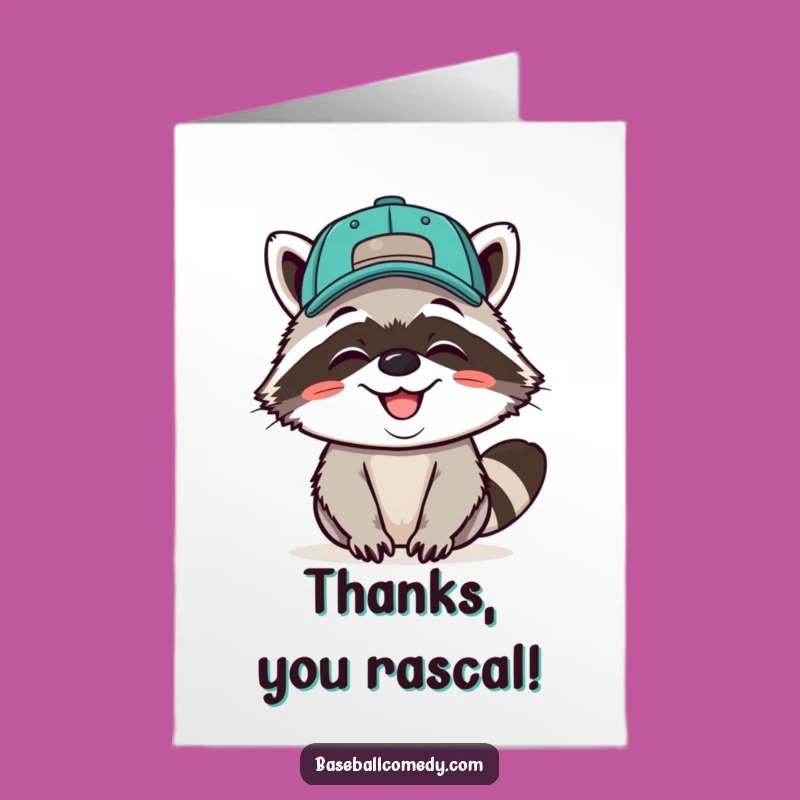 Free Printable Raccoon Baseball Thank You Card - Cheeky Downloadable!