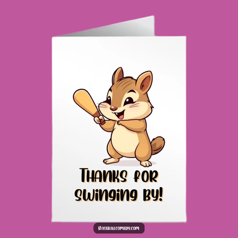 Free Printable Thank You Card: Grateful Chipmunk Batter Shows Thanks Gift
