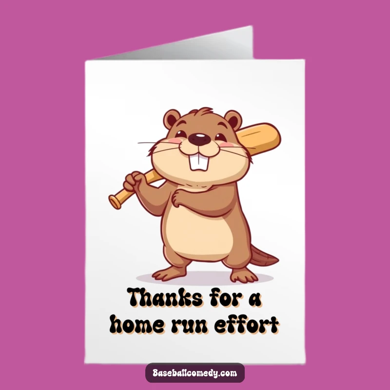 Free Printable Thank You Card: Beaver Baseball Pitcher for Your Kind Gesture