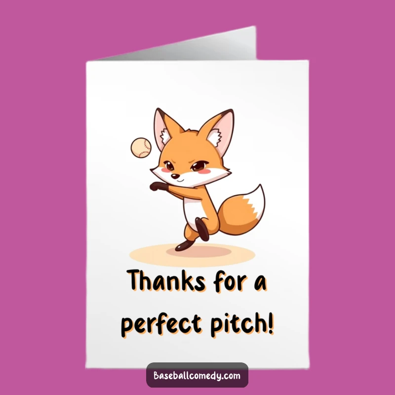 Free Printable Thank You Card: Fox Pitch, Thanks for the Win!