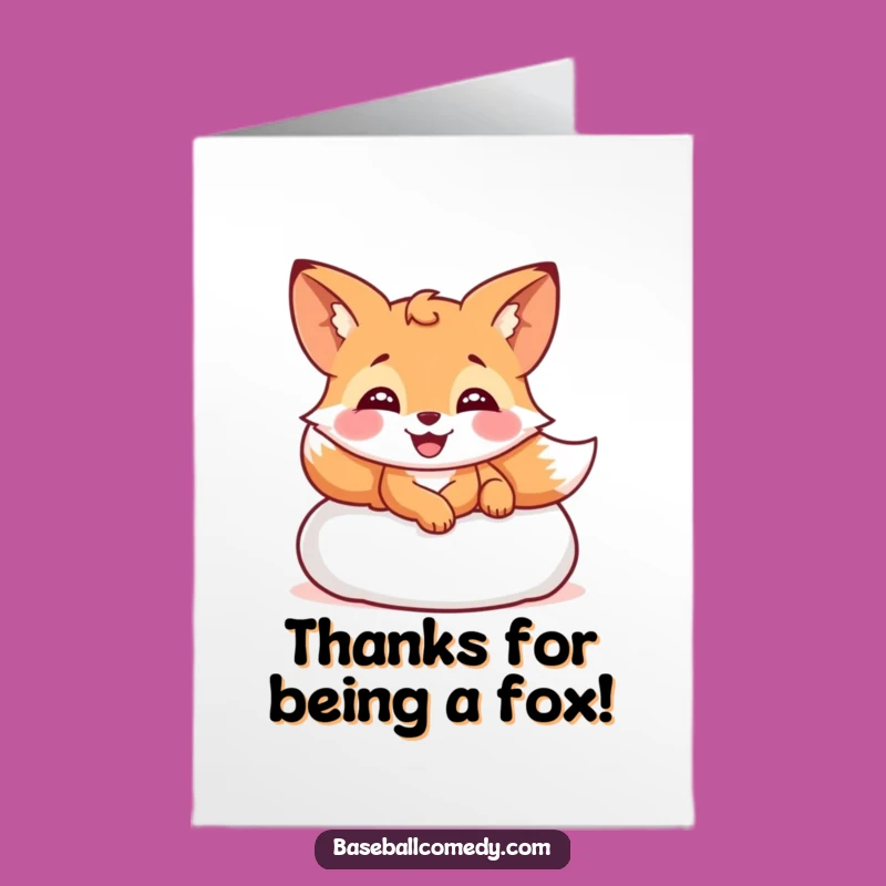 Free Printable Thank You Card: Giggling Fox Sliding - Funny Downloadable Gift