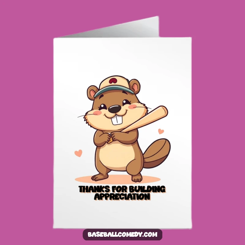 Free Printable Beaver Thank You Card: Funny Beaver Home Run Gift Downloadable