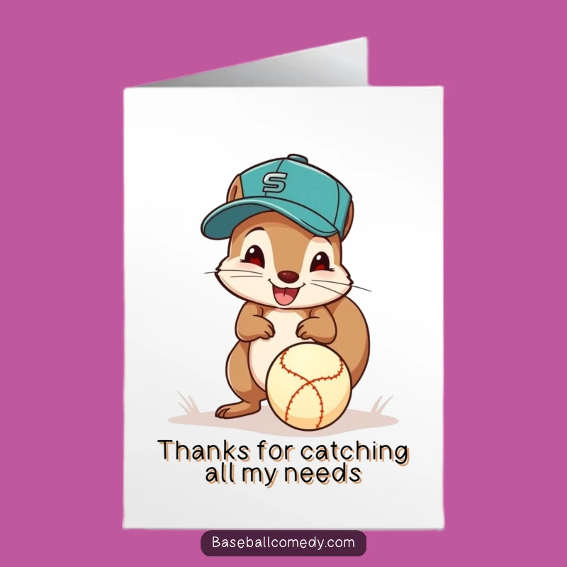 Free Printable Thank You Card: Squirrel Baseball Player Sends Thanks Downloadable Gift