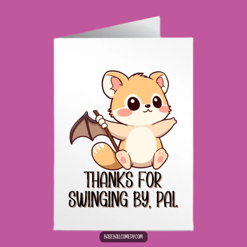Free Printable Thank You Card: Animal Swings a Home Run in Gratitude