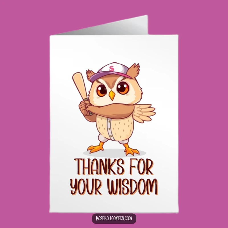Free Printable Thank You Card: Owl Baseball Pose - Funny Downloadable