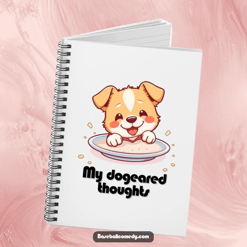 Funny Notebook: A cheerful dog slides into home plate, covered in dust, ideal for capturing notes and ideas.