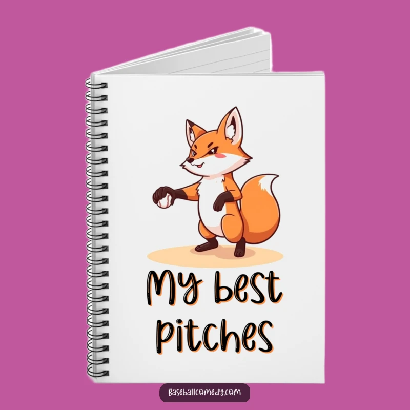Funny Fox Pitching Notebook: Record Your Best Throws Gift