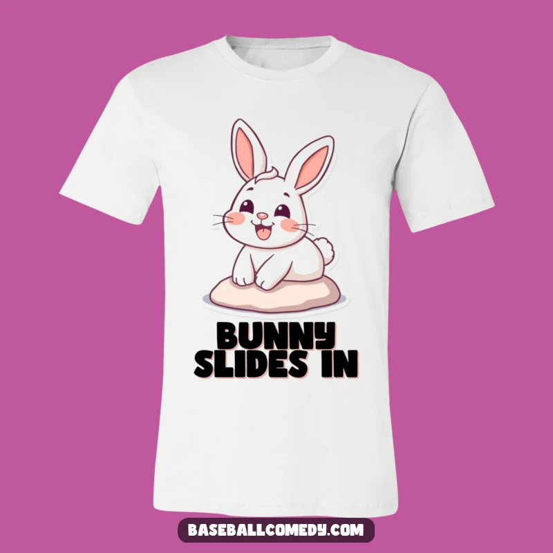 Funny Bunny Runner T-Shirt: Happy Rabbit Sliding Home Gag Tee, Awesome Funny Gift!