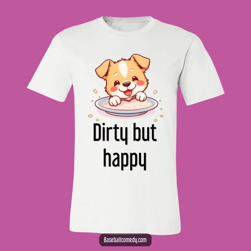 Funny Dog Slider T-Shirt: Dusty Fun at Home Plate - Awesome Novelty Tee!