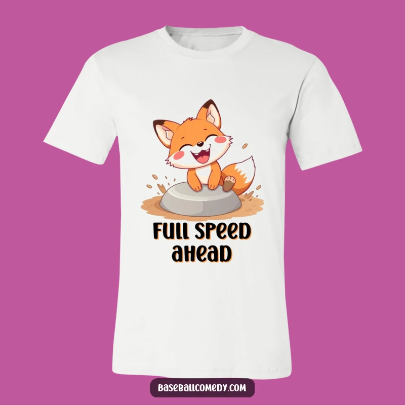 Funny Fox Sliding T-Shirt: Grinning Base Runner, Hilarious Gift for Athletes!