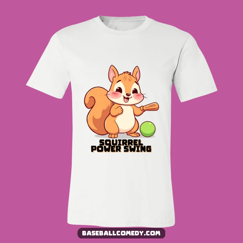 Funny Squirrel Batter T-Shirt: Cheerful Baseball Player Cartoon Tee, Awesome Funny Gift!
