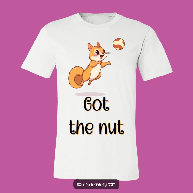 Funny Squirrel Fly Ball T-Shirt: Baseball Tee for Acorn-Chasing Athletes
