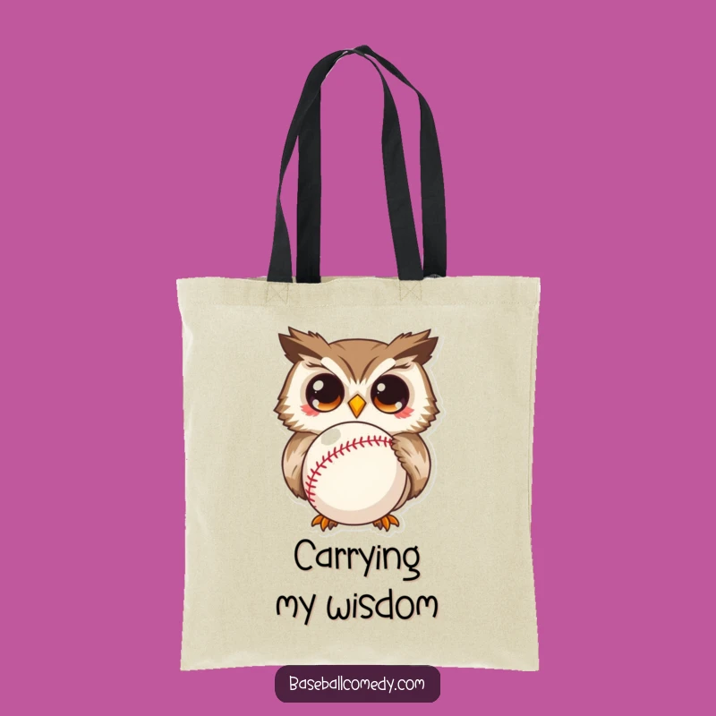 Funny Curious Owl Tote Bag: Wide-Eyed Wonder, Practical Baseball Lover Gift
