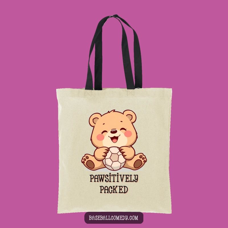 Funny Bear Catching Ball Tote Bag: Spacious Humor for Everyday Errands and Gifts