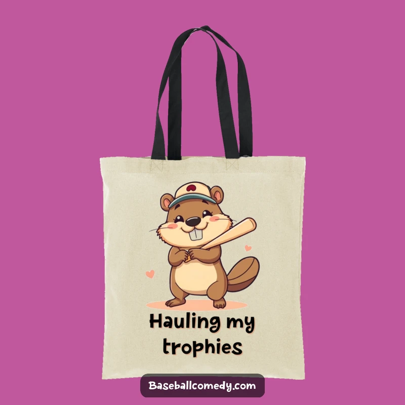 Funny Beaver Home Run Tote Bag: Big Smile Winner, Practical Baseball Gift