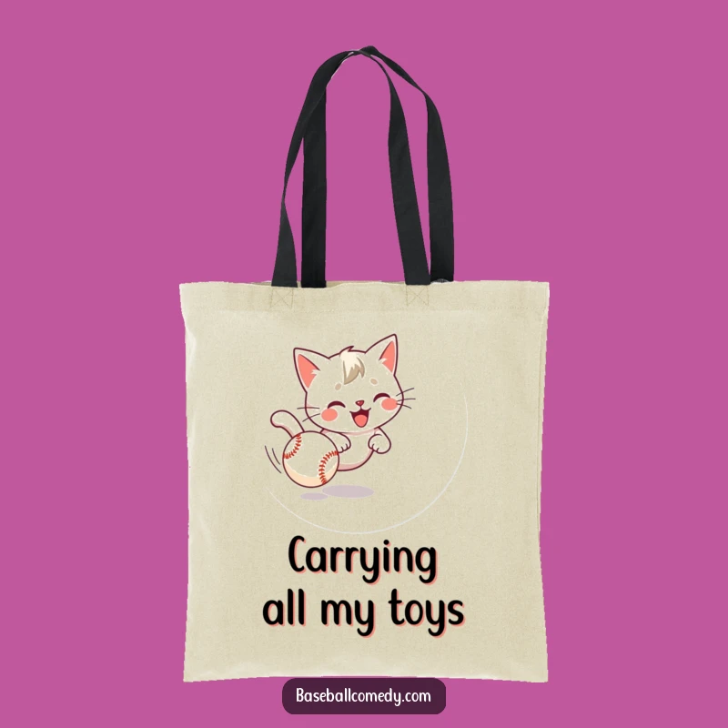 Funny Cat Chasing Baseball Tote Bag - Stylish & Humorous Pet Carryall