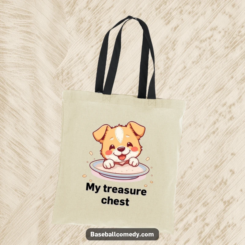 Funny Tote Bag: A cheerful dog slides into home plate, covered in dust, perfect for carrying everyday items.