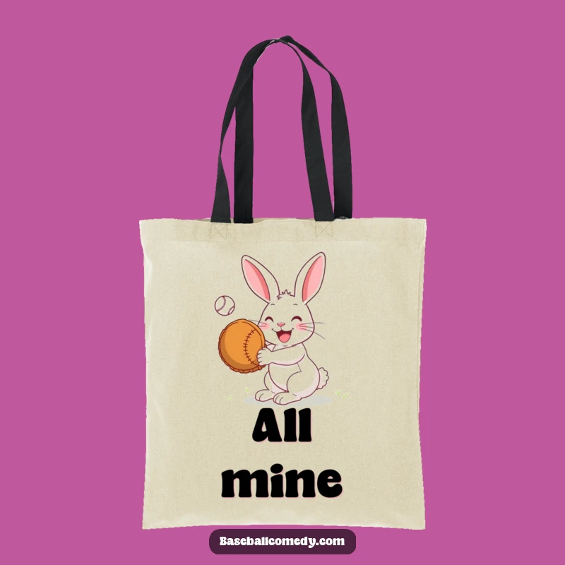 Funny Rabbit Catcher Tote Bag: Carry Joy with a Big Mitt - Eco-Friendly Fun!