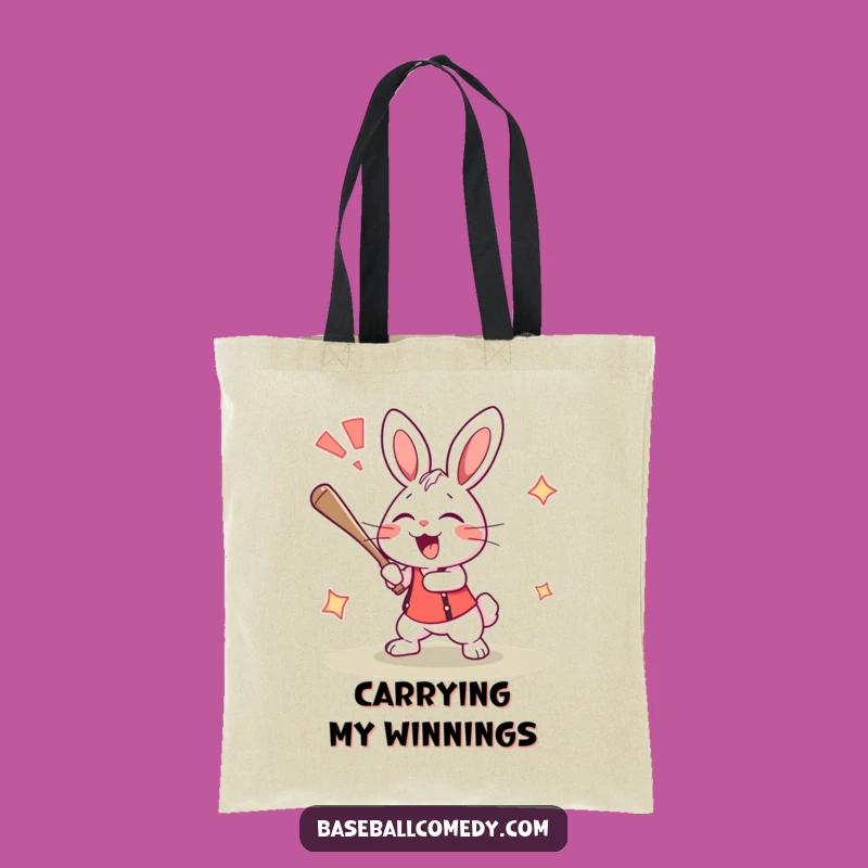 Funny Rabbit Home Run Tote Bag - Carry Your Gear with Baseball Fun