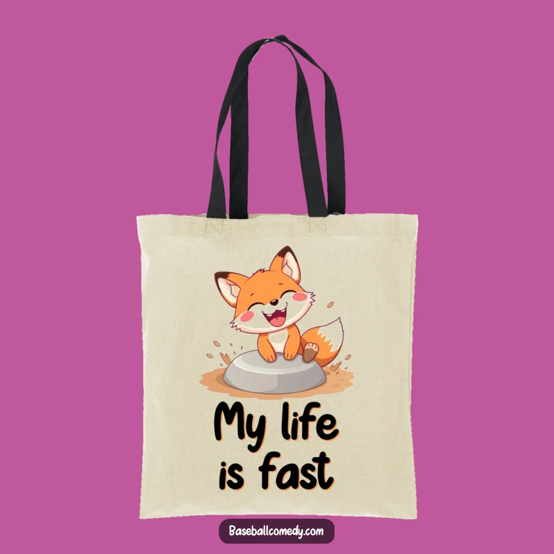 Funny Fox Sliding Tote Bag: Grinning Base Runner, Carry Your Fun Everywhere!